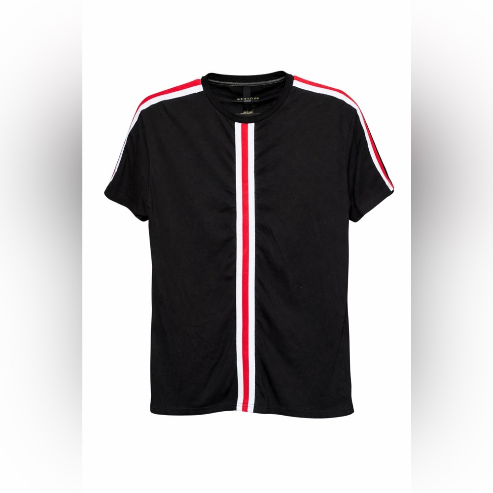 Brooklyn Laundry Stripe Streetwear Tee Mens Medium Black Red White